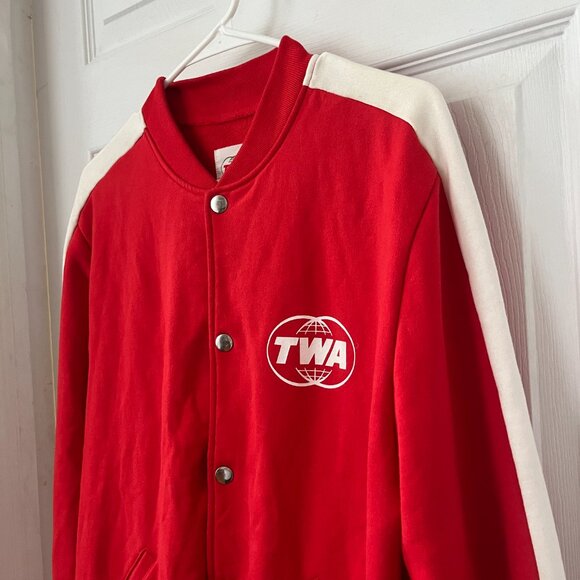 TWA Tracksuit Jacket in Red and White, Size M - Picture 8 of 13